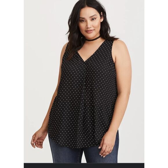 Talbots Georgette Tunic Tank Black Dots Size 1 - Picture 2 of 10